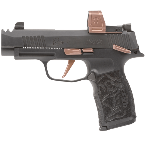 Sig Sauer 365XL9ROSEMSRXZE P365XL COMP Rose Kit w/Red Dot Micro-Compact Frame 9mm Luger 12+1, 3.70" Black Carbon Steel Barrel, Black Nitron Integrally Compensated/Optic Ready/Serrated Stainless Steel Slide, Black w/Matte Rose Gold Controls Stainless Steel