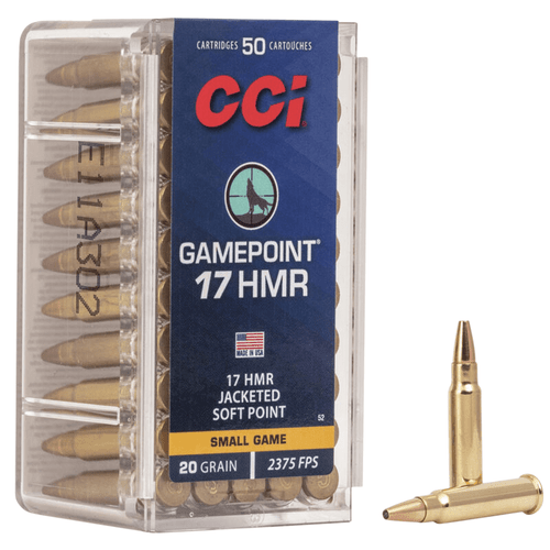 CCI Gamepoint 17 HMR 20 gr Jacketed Soft Point 50 Per Box Rimfire Ammunition