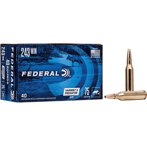 Federal AE24375VP American Eagle Varmint & Predator 243 Win 75 gr Jacketed Hollow Point (JHP) 40 Bx/ 5 Cs