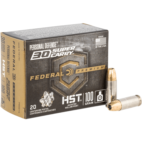 Federal P30HST1S Premium Personal Defense HST 30 Super Carry 100 gr HST Jacketed Hollow Point 20 Per Box