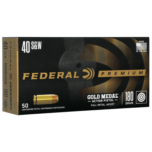 Federal GM40AP1 Gold Medal Centerfire Pistol 40 S&W 180 gr Full Metal Jacket 50 Per Box