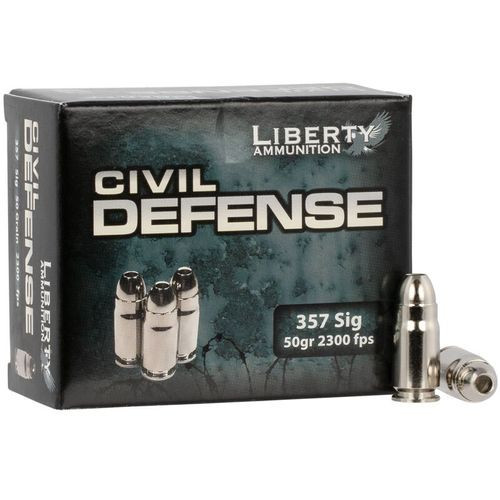 Liberty Ammunition LACD357SIG053 Civil Defense 357 Sig 50 gr Lead Free Fragmenting Hollow Point 20 Per Box/ 50 Case