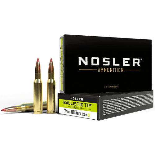 Nosler 40060 Ballistic Tip 7mm-08 Rem 120 gr Spitzer Ballistic Tip 20 Per Box/ 10 Case