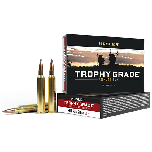 Nosler 60129 Trophy Grade Long-Range 300 RUM 210 gr Nosler Spitzer AccuBond Long Range 20 Per Box/ 10 Case