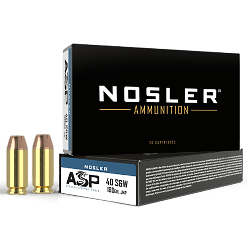 Nosler 51212 Assured Stopping Power Handgun 40 S&W 180 gr Jacket Hollow Point 50 Per Box/ 10 Case