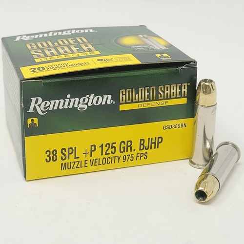 Remington Ammunition 27617 Golden Saber Defense 38 Special +P 125 gr Brass Jacket Hollow Point 20 Per Box/ 25 Case