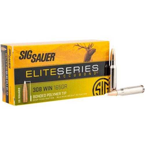 Sig Sauer E308AB16520 Elite Hunting 308 Win 165 gr Nosler AccuBond 20 Per Box/ 10 Case