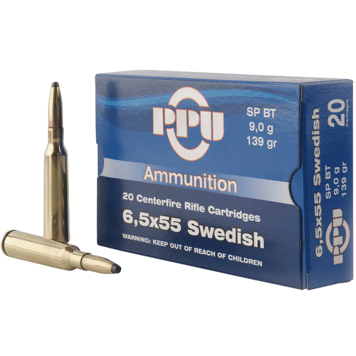 PPU PP6SWS Metric Rifle 6.5x55 Swedish 139 gr Soft Point Boat Tail 20 Per Box/ 10 Case