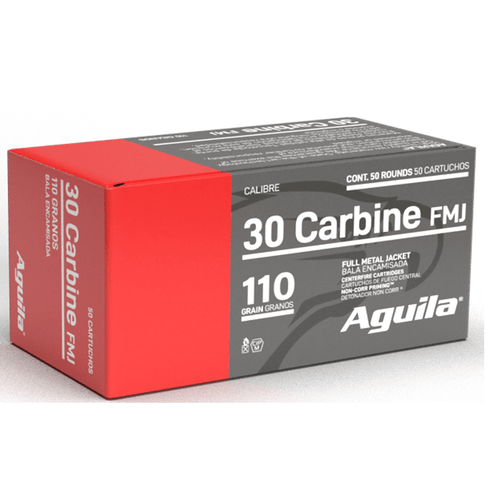 Aguila 1E302110 Target & Range Rifle 30 Carbine 110 gr Full Metal Jacket 50 Per Box/ 20 Case, box view