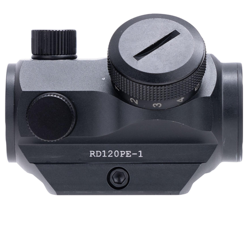 Aim Sports RD120PE Micro Dot Black Anodized 1x 20mm 5 MOA Red/Green Dual Illuminated Micro Dot Reticle, right side view