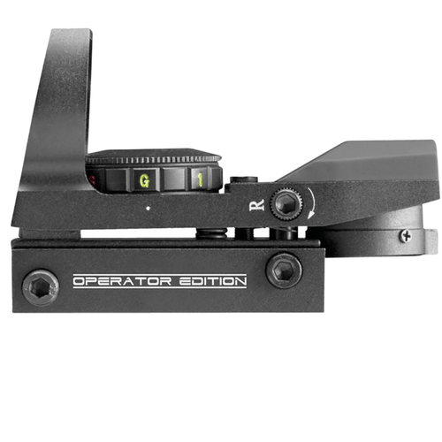 Aim Sports RT40E1 Reflex Operator Edition Black Anodized 1x24 x34mm Red/Green Multi Reticle, left side view