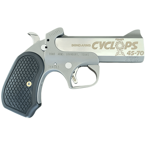 Bond Arms BACYP Cyclops Big Bore 45-70 Gov 1rd, 4.25" Stainless Steel w/Engraved Barrel, Matte Stainless Steel Frame, Black Extended B6 Resin Grip, Includes Holster Derringer Pistol