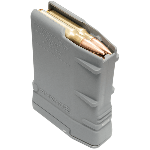 Amend2 762MOD2GRY10 MOD-2 10rd 308 Win/7.62x51mm Compatible w/ AR-10 Gray, Loaded Magazine Front View