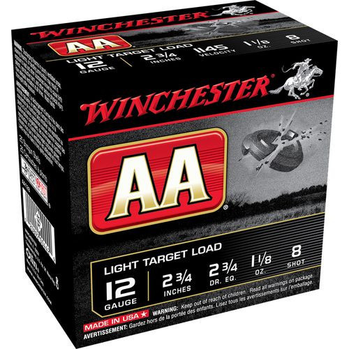 Winchester Ammo AA128 AA Light Target Load 12 Gauge 2.75" 1 1/8 oz 8 Shot 25 Bx/ 10 Cs