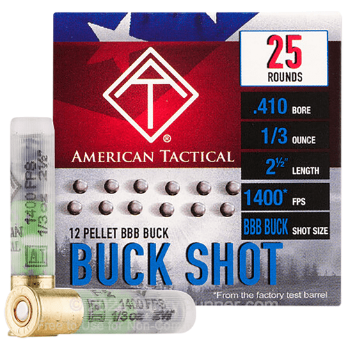 ATI ATIAC410BBB Shotshell 410 Gauge 12 Pellets BBB Shot 25 Per Box/ 10 Case, Package View