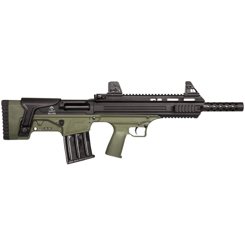 ATI ATIG20BDG Bulldog 20 Gauge Semi-Auto 3" 5+1 18.50" Black Steel Barrel, Black Aluminum Receiver, Picatinny Mount, Green Fixed Bullpup Stock, Left Side View