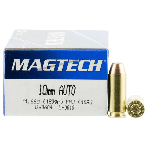 Magtech 10mm Auto 180 gr Full Metal Jacket Range/Training Ammo - 50 Rounds Per Box, 20 Boxes Per Case - 10A