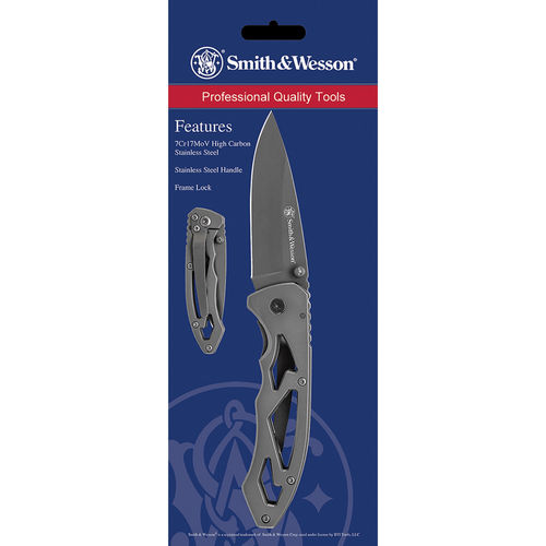 Uncle Henry Skeletonized 3'' Folding Drop Point Knife, Plain Stainless Steel Blade with Pocket Clip - CK400LCP, Package View