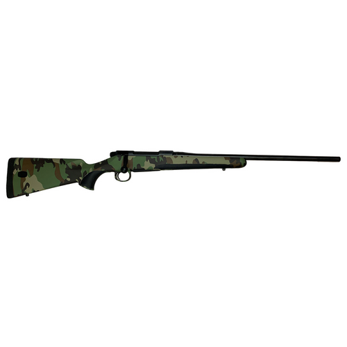 Mauser M18 7mm Rem Mag - 4+1, 24.40" Threaded Cold Hammer Forged Barrel & Receiver, Burnished Black Finish, USMC Camo Synthetic Stock with Removable Recoil Pad, Soft Grip Inlays, Three-Position Safety - M18USMC7MT