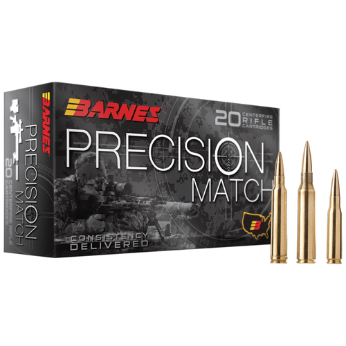 Barnes Bullets Precision Match 6.5 Grendel Open Tip Match Boat Tail 120 grain, 20 Per Box, Package View