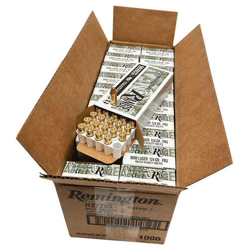 Remington R27780 Range 9mm 124 gr Full Metal Jacket 1000 Round Case Open Box