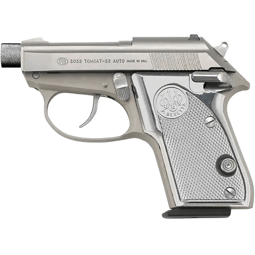 Beretta 3032 Tomcat Ghost Buster 32 ACP Pistol with 2.90" SS Threaded Tip-Up Barrel, Left Side View