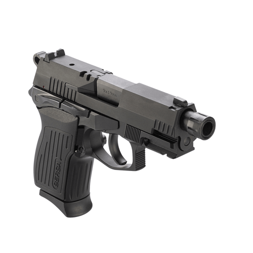 Bersa TPRCX Compact 9mm Luger Pistol with 4.10" Black Steel Threaded Barrel, Front View