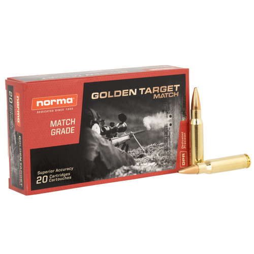 Norma Ammunition Dedicated Precision Golden Target Match 308 Win 168 gr BTHP - 20 Rounds - 10177432