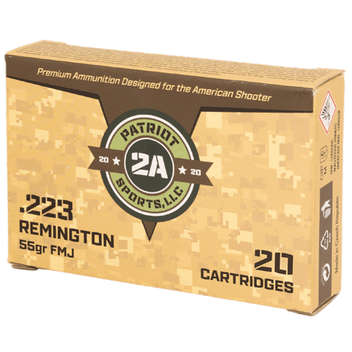 Patriot Sports P223055F 223 Rem 55 gr Full Metal Jacket 20 Per Box