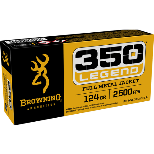 Browning FMJ 350 Legend, 124 grain - 20 Per Box, Box Front View