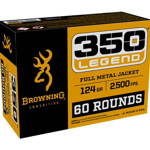 Browning FMJ 350 Legend, 124 grain - 60 Per Box, Box Front View