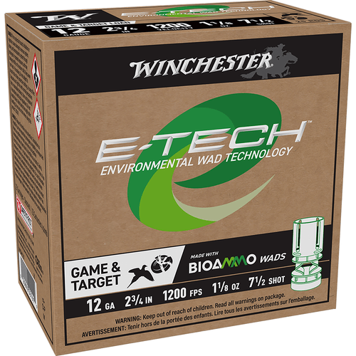 Winchester Ammo WCM127 E-Tech 12 Gauge 2.75" 1 1/8 oz 7.5 Shot 25 Per Box-020892027619