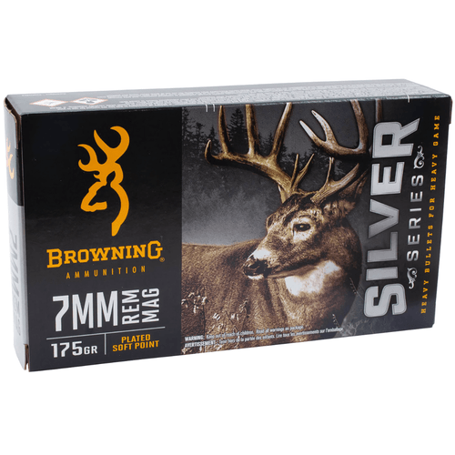 Browning Silver 7mm Rem Mag, 175 grain - 20 Per Box, Box Front View