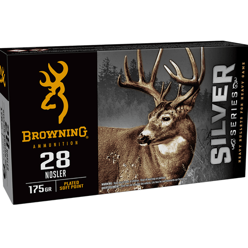 Browning Silver 28 Nosler, 175 grain - 20 Per Box, Box Front View