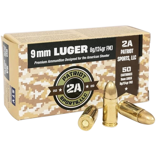 Patriot Sports LLC 9mm Luger 124 gr Full Metal Jacket - P9MM124F -1