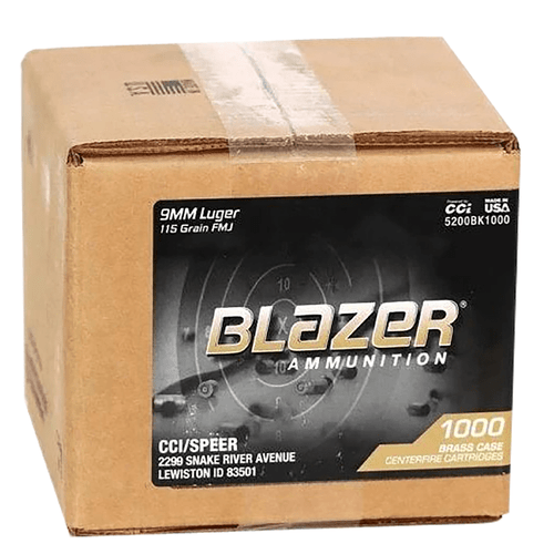 CCI 5200BK1000 Blazer Brass Handgun 9mm Luger 115 gr Full Metal Jacket 1000 Per Box-604544688832