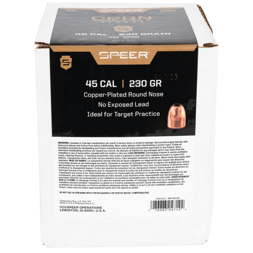 Speer Handgun 45 Cal Round Nose, 230 grain - 500 Per Box, Box View