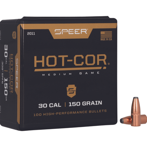 Speer Hot-Cor Soft Point Flat Nose 30 Cal, 150 grain - 100 Per Box, Box/Ammo View