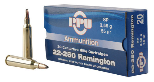 PPU Standard Rifle 22-250 Rem 55 gr Soft Point - PP22250