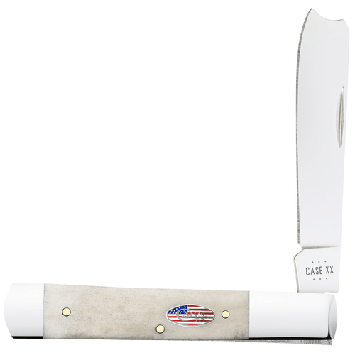 Case 14096 Razor EDC 3"/2.23" Folding Pen/Spear Plain Mirror Polished Tru-Sharp SS Blade, Smooth Natural Bone Handle