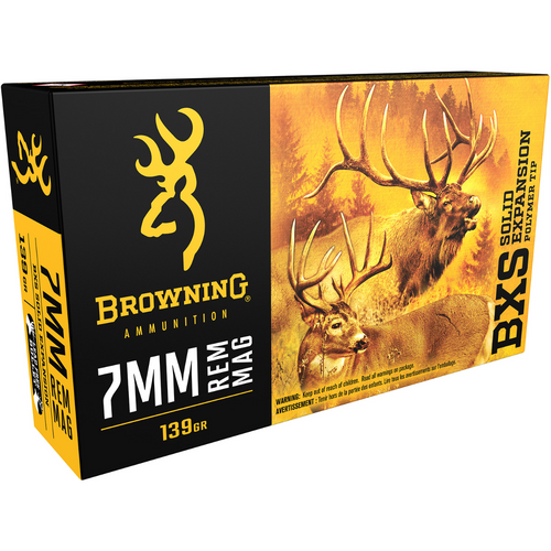 Browning BXS Copper Expansion 7mmRem Mag Ammunition - 139gr Lead Free Solid Expansion Polymer Tip - 20 Per Box/10 Case - B192400071 -1