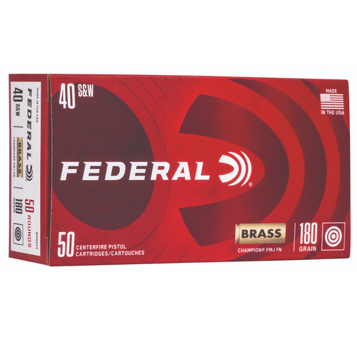 Federal Champion Training .40 S&W 180gr Full Metal Jacket, 50 Rounds Per Box