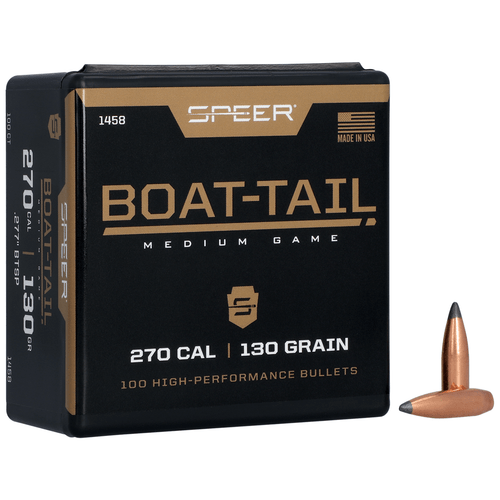 Speer 1458 Boat-Tail 270 Cal .277 130 gr Spitzer Boat Tail Soft Point 100 Per Box