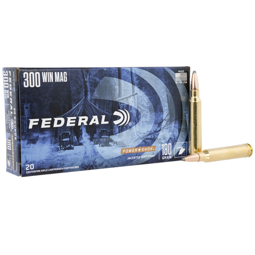 Federal Power-Shok 300WinMag 180gr Jacketed Soft Point Rifle Ammunition - 1