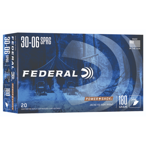 Federal Power-Shok 30-06 Springfield 180gr Jacketed Soft Point Rifle Ammunition - 2