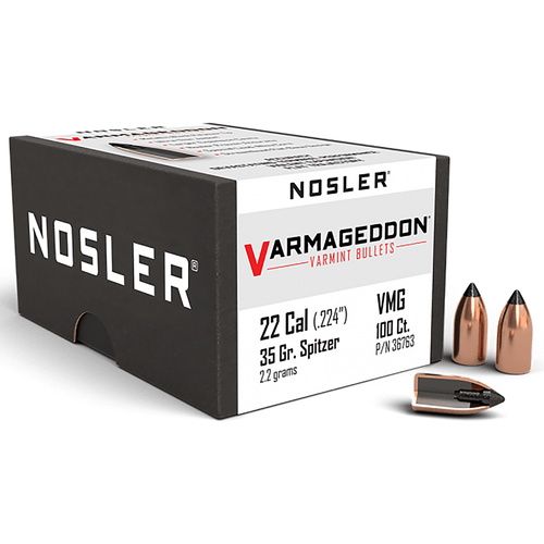 Nosler 36763 Varmageddon 22 Cal .224 35 gr Flat Base Tipped/ 100 Per Box