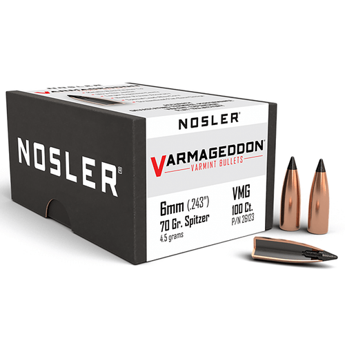 Nosler 26123 Varmageddon 6mm .243 70 gr Flat Base Tipped/ 100 Per Box