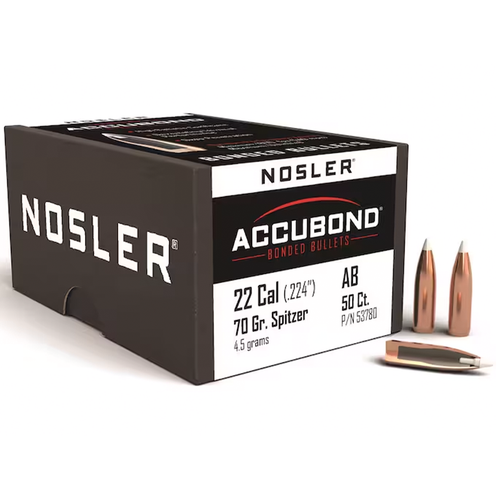 Nosler 53780 AccuBond 22 Cal .224 70 gr Spitzer Point/ 50 Per Box