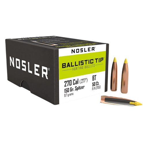 Nosler 27150 Ballistic Tip 270 Caliber .277 150 GR Spitzer/ 50 Per Box