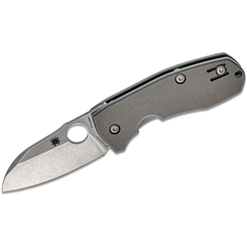 Spyderco C158TIP2 Techno 2 2.52" Folding Sheepsfoot Plain CTS XHP Steel Blade/Matte Stonewashed Titanium Handle